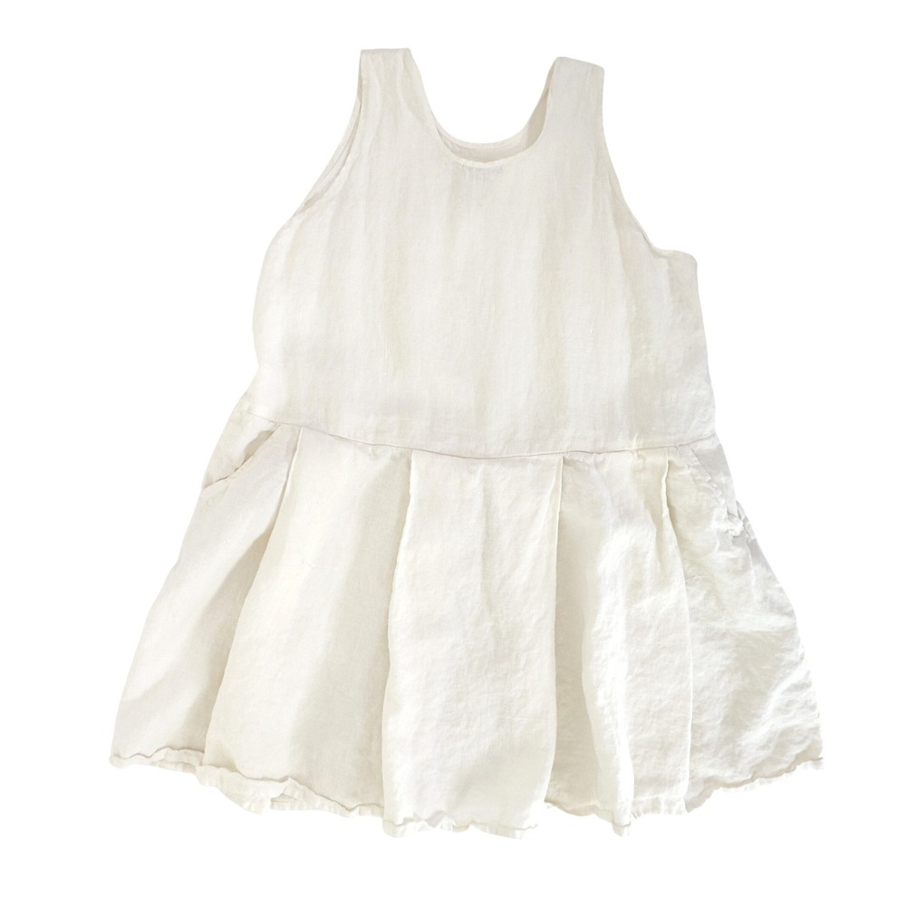 Vintage 90's FLAXseeds Dress Cream 100% Linen - Large